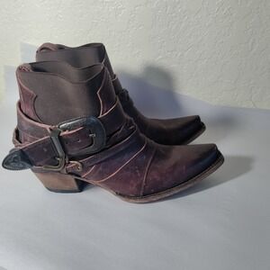 Junk Gypsy HWY 237 Ankle Western Boot , Sz 9 , Maroon Red Leather
